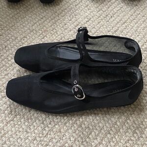 ZARA mesh Mary Jane silver and black flats size 7